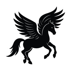 Fototapeta premium pegasus head wing mane vector art silhouette
