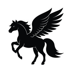 pegasus head wing mane vector art silhouette