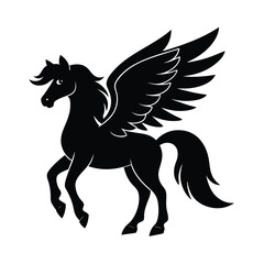 pegasus head wing mane vector art silhouette