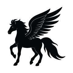 pegasus head wing mane vector art silhouette