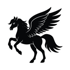 pegasus head wing mane vector art silhouette
