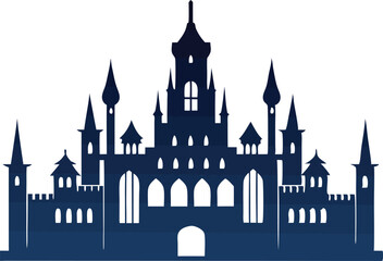 Fototapeta premium Silhouette black vector of old castle structure 