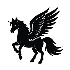 Fototapeta premium pegasus head wing mane vector art silhouette
