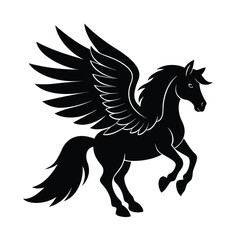 pegasus head wing mane vector art silhouette
