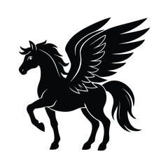 pegasus head wing mane vector art silhouette