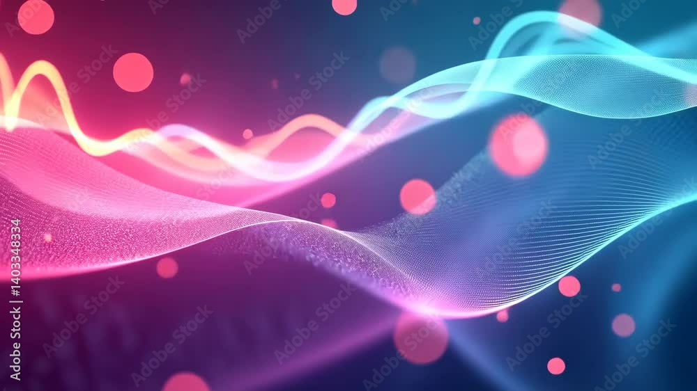 Aufkleber Mesmerizing Flow of Radiant Particles and Glowing Waves in a Dreamlike Atmosphere