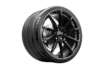 Sleek Black And Silver Alloy Wheels For A Modern Car isolated on transparent background
