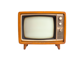 Vintage wooden television isolated on transparent background