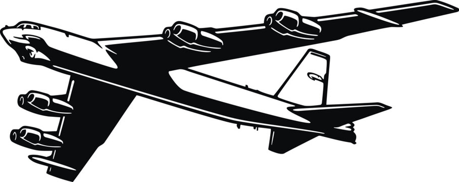 Military Bomber aircraft detailed silhouette. isolated on a white background