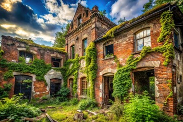 Fototapeta premium Ruined architecture, lost places: capturing the haunting beauty of urban decay.