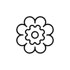 Simple Floral Design Vector Outline Illustration Decorative Flower Element