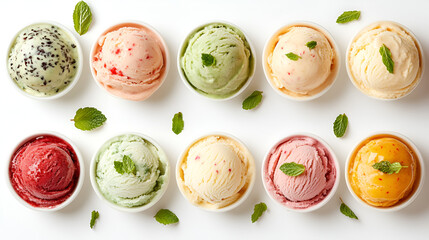 Assorted of scoops ice cream