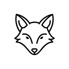 Minimalist Fox Head Vector Illustration Outline Style Isolated On White Background