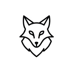 Minimalist Fox Head Vector Outline Graphic Illustration Icon Design Isolated