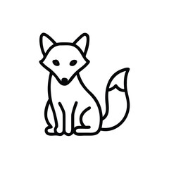 Minimalist Fox Illustration Simple Outline Sitting Animal Design Concept For Children