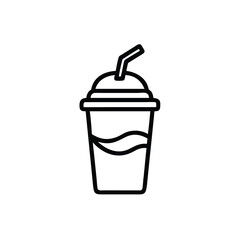 Smoothie Cup With Straw Isolated Line Art Vector Illustration Design
