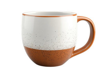 Stylish two toned coffee mug rustic brown and off white ceramic speckled design perfect for morning
