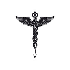Fototapeta premium Caduceus Symbol Dark, Mysterious Medical Icon