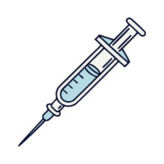 Fototapeta premium Isolated medical syringe with a metal needle, a health tool for injection, is on white