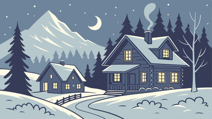 winter landscape with houses