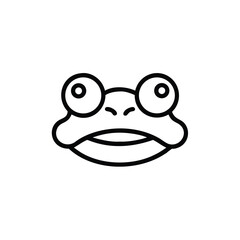 Minimalist Frog Head Vector Graphic In Black Outline Style On White Background
