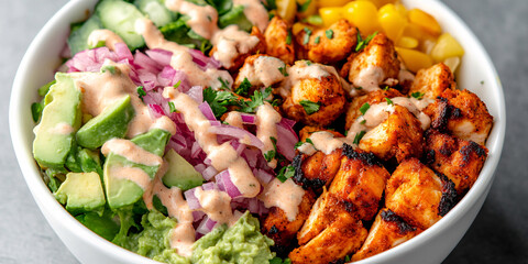 Vibrant Santa Fe Chicken Bowl with Fresh Ingredients
