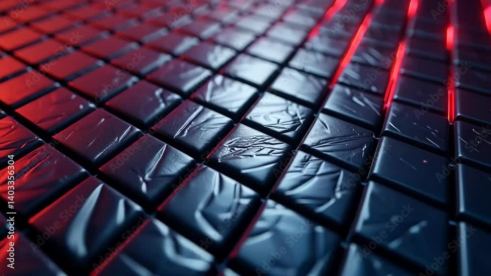Aufkleber dark, textured squares with red light accents a seamless looping animation of abstract geometry