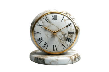 Elegant marble clock Roman numerals gold accents timeless design sophisticated home decor black