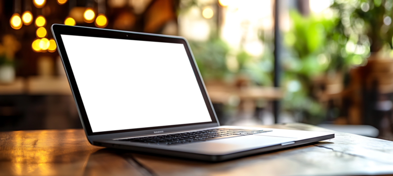 Modern Workspace with Laptop Mockup on Desk and Transparent Screen Perfect for Branding, Website, or Digital Presentation Designs