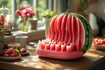 Watermelon Slicer with Juicy Pink and Green Pattern