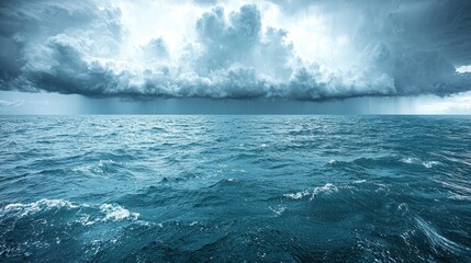 Ocean Storm: Dramatic Clouds over the Deep Blue Sea