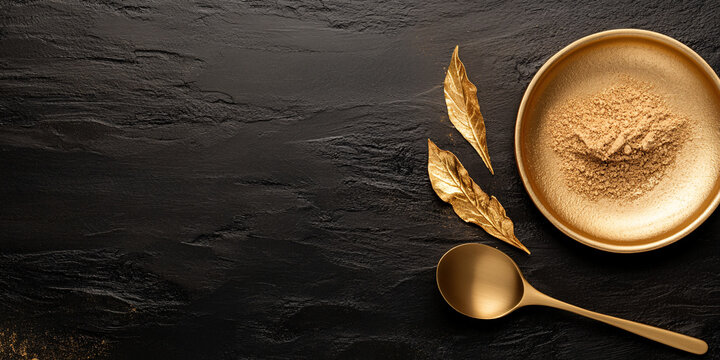 Luxury Culinary Presentation with Gold Accents
