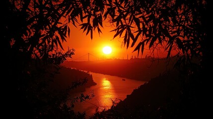 Fiery Sunset over the Bosphorus, Istanbul