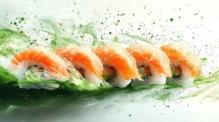 Salmon Sushi Roll Splash: A Culinary Masterpiece