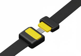 Black Seatbelt with Yellow Buckle &ndash; 3D Safety Campaign Illustration