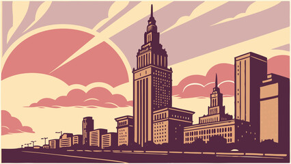 Obraz premium vector illustration of city skyline