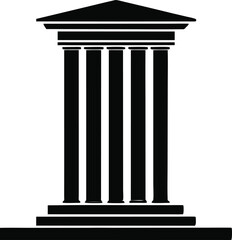 Vector of traditional Greek architecture in silhouette black  