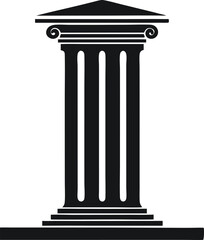 Obraz premium Historic Greek column line vector with silhouette black detail 