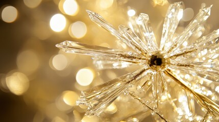 A beautiful starburst decoration illuminated with warm golden lights