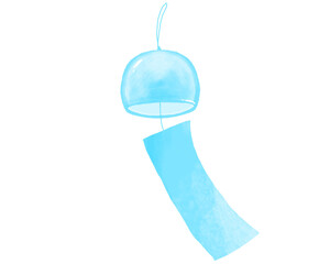 水彩風の水色の風鈴