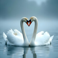 Obraz premium Swan, Cygnus, Waterfowl, Bird, Two animals, Love