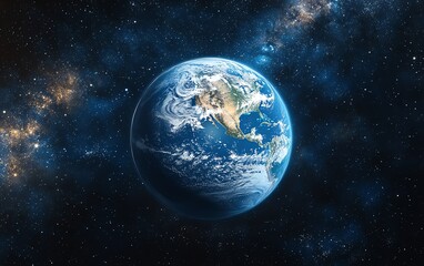 Obraz premium Holographic Earth floating in space, surrounded by environmental monitoring data, advanced digital technology