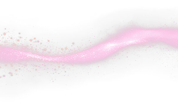 Soft Pink Sparkle Trail Glowing Gently in a Magical Isolate on Transparent Background, cutout, png