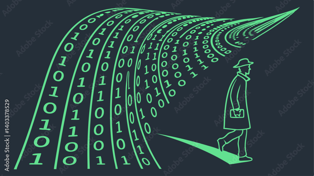 Wall mural abstract binary code