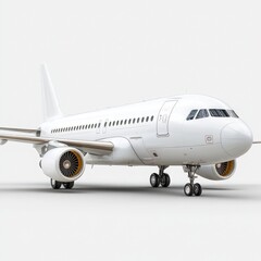 Fototapeta premium Sleek White Aircraft Preparing for Takeoff on Airport Runway