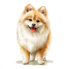 Obraz premium Charming Portrait of a Fluffy Orange and White Dog with Cheerful Expression