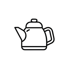 Simple Black Outline Drawing Of A Teapot For Hot Water Preparation