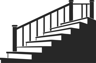 Fototapeta premium Silhouette black vector of stair structure with rails 