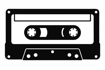 Retro Cassette Tape Silhouette Vector 