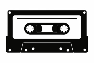 Retro Cassette Tape Silhouette Vector 